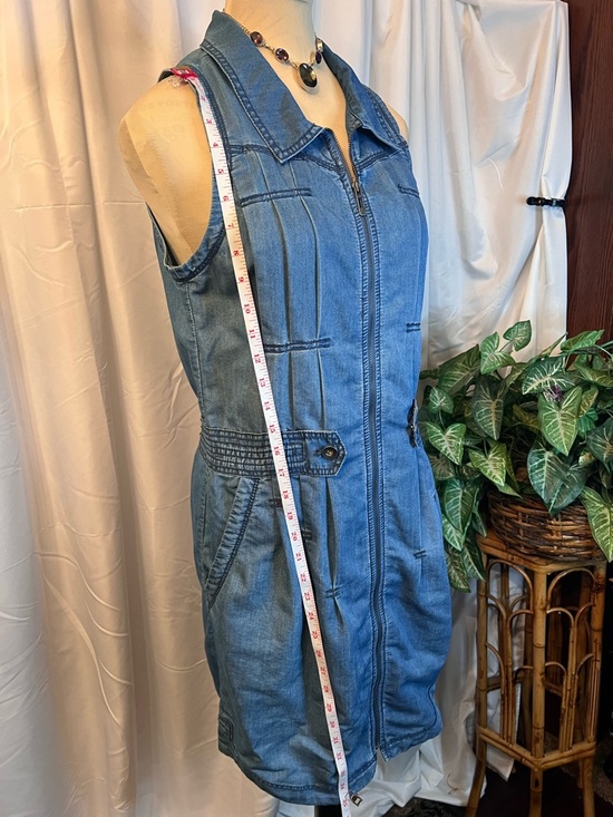 Dkny Sleeveless Denim Zip-Front Midi Dress in Blue - Picture 10 of 15